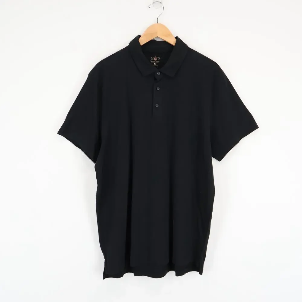 J.Crew Slim Sueded Cotton Polo Shirt Black Size XL NWT